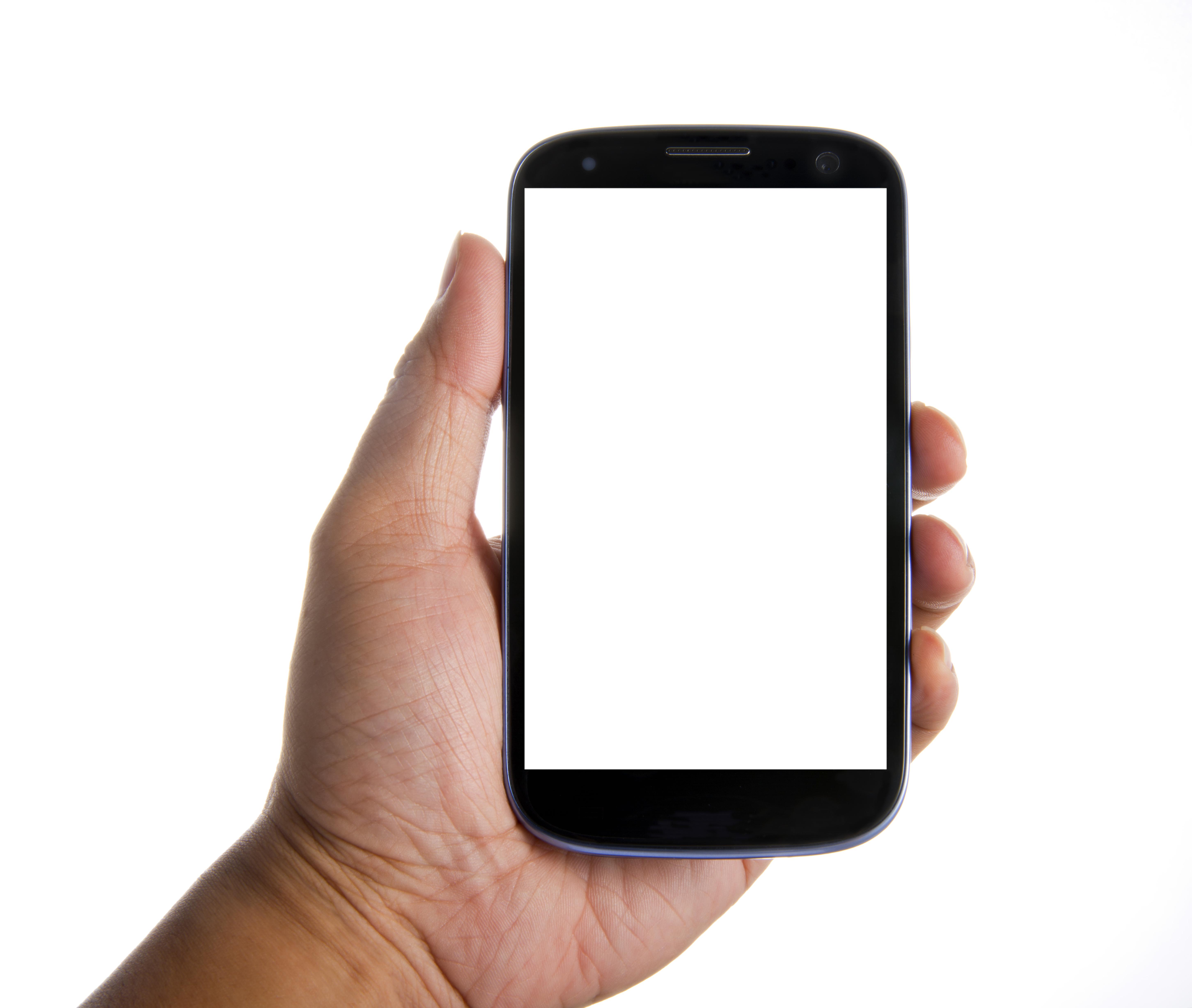 Hand holding Smartphones with Blank Screen