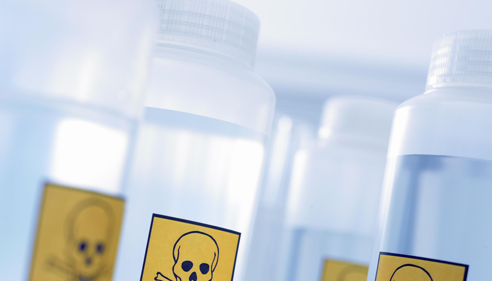 Bottles with toxic labels