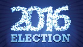 USA 2016 election design template on dark blue rays background