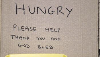 homeless and hungry sign