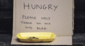 homeless and hungry sign