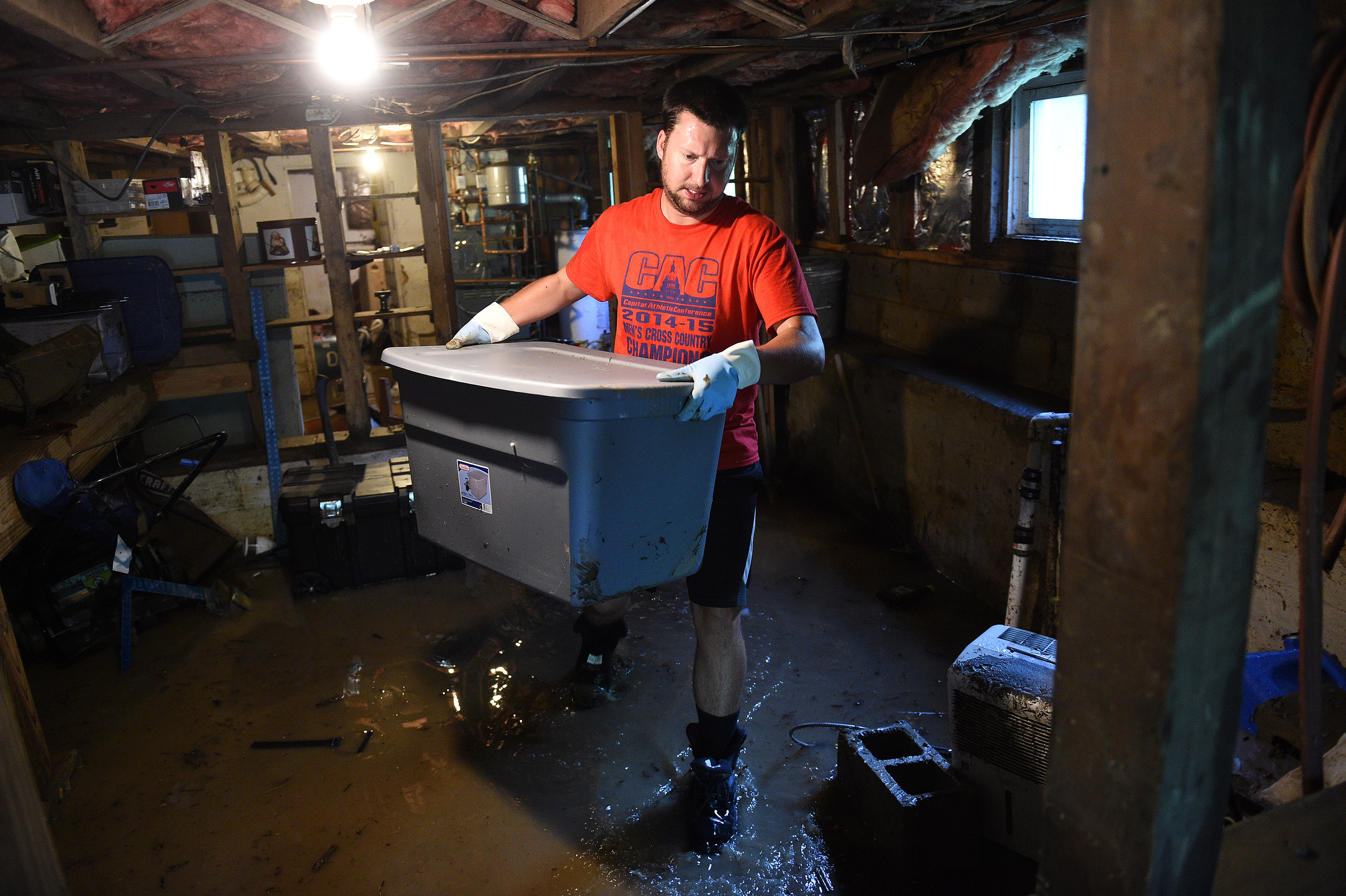 ELLICOTT CITY, MD - JULY 31: Zack Dickerson, 29, red t-shirt,