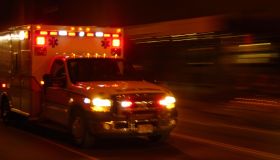 Ambulance at night, speeding