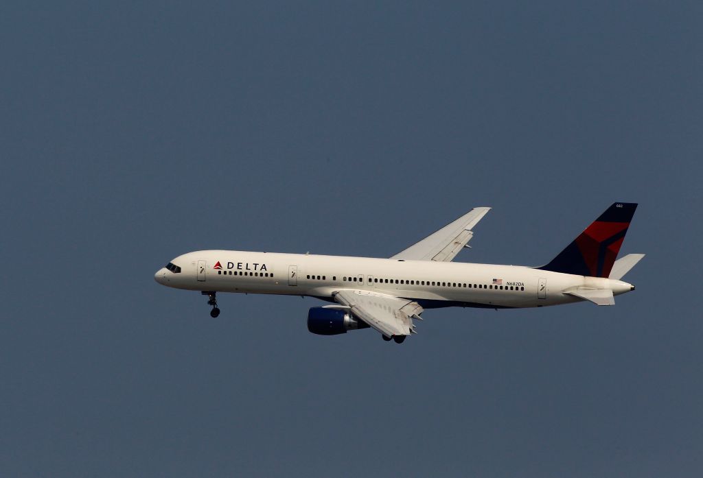 A Delta Air Lines airplane comes in for a landing at LaGuardia Airport in New York