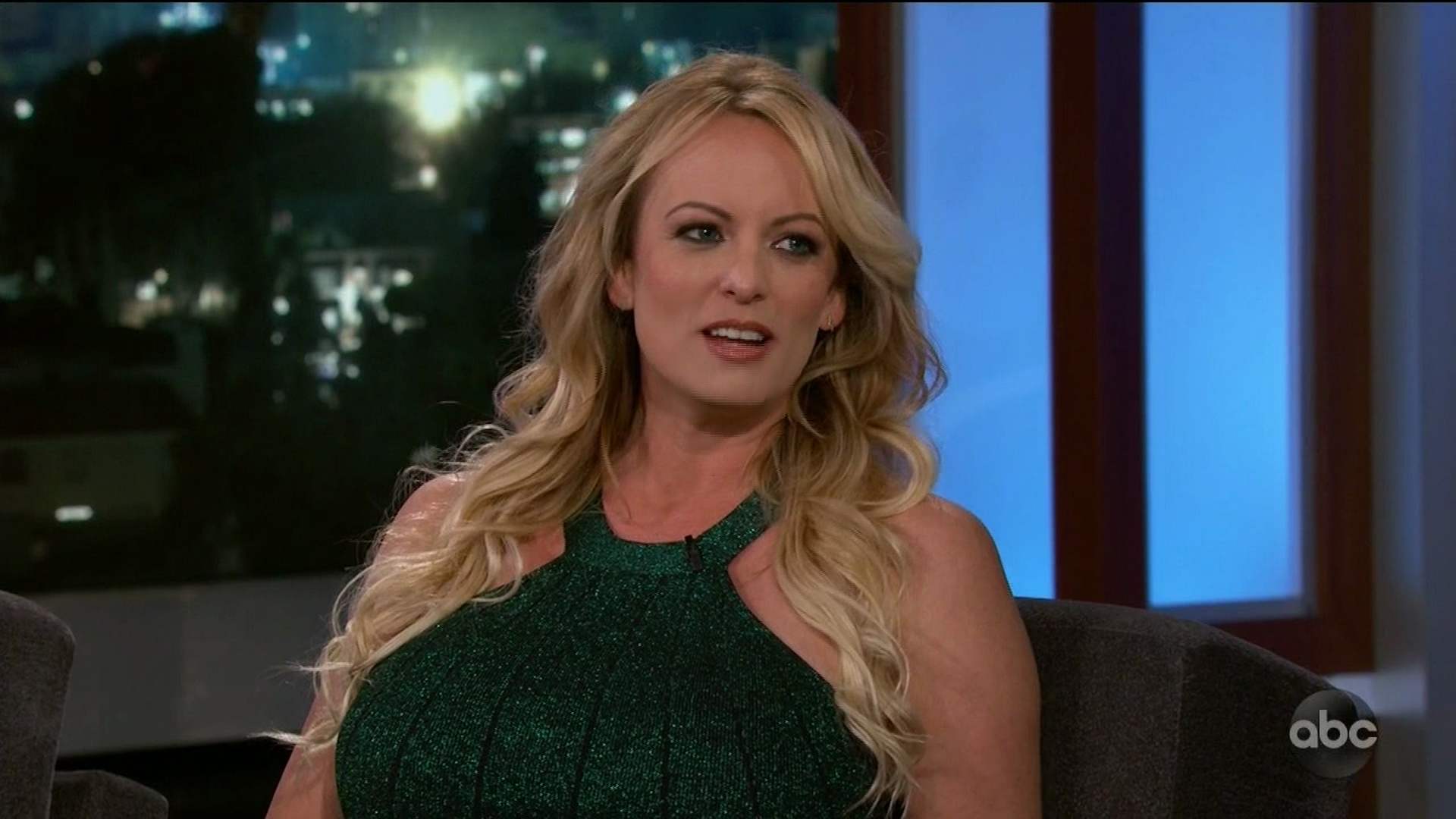 Stormy Daniels during an appearance on ABC's Jimmy Kimmel Live!'