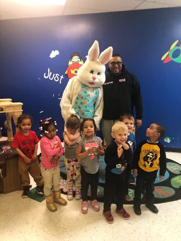Don Juan and The Easter Bunny visit Youthland Academy in Norwood, Cincinnati