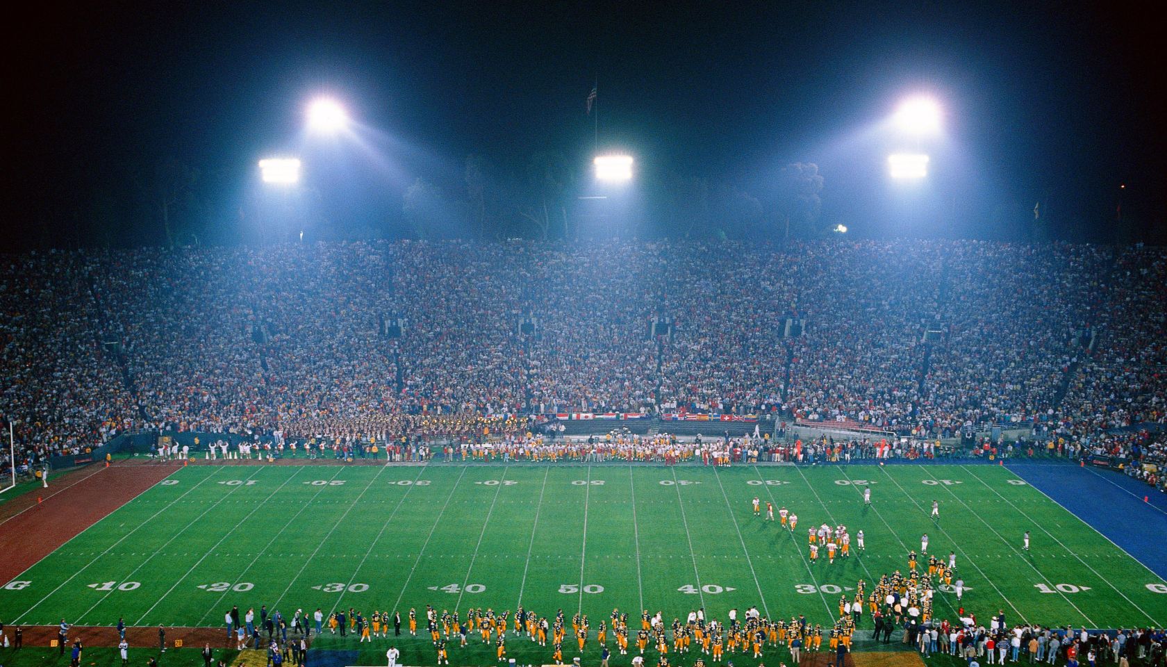 Interior of football stadium
