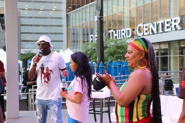 The karaoke contest during the Rickey Smiley Morning Show broadcast at Cincinnati Music Festival Broadcast
