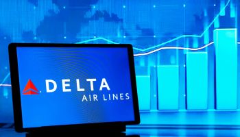 In this photo illustration, Delta Air Lines, Inc. logo seen...