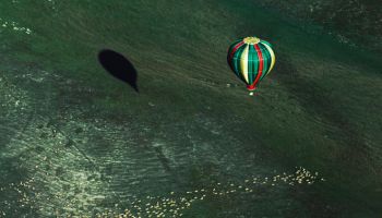 Hot Air Balloons in Flight Through Carmel Valley