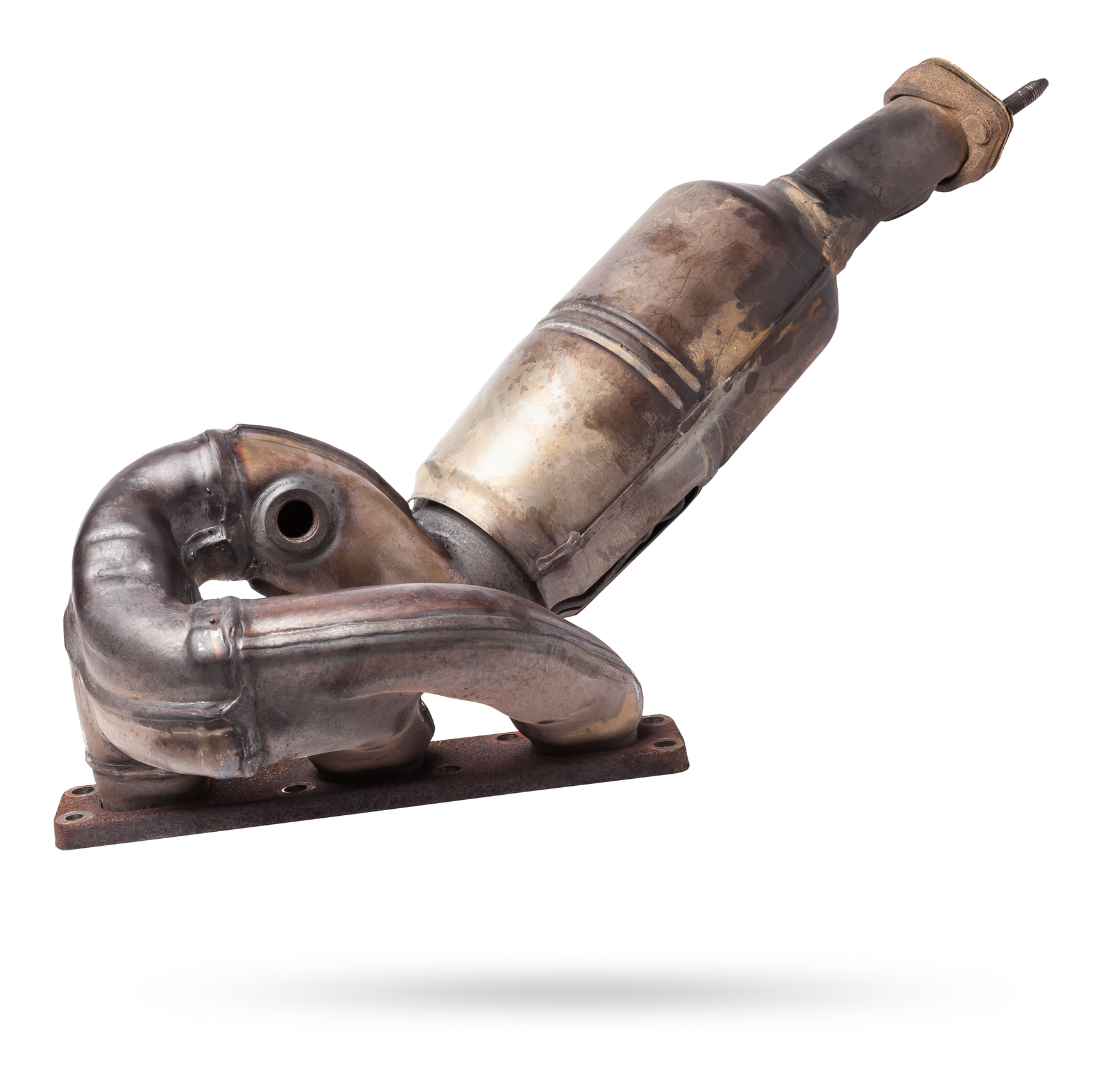 Automotive catalyst removed from a vehicle for repair with a ceramic coating inside as part of an exhaust system to remove harmful emissions in a car repair shop