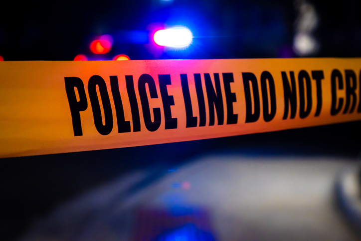 Police tape and crime scene