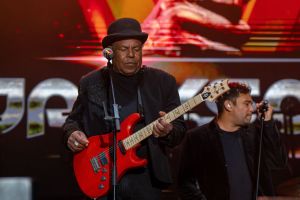 Tito Jackson performs during the Boogietown Festival at...