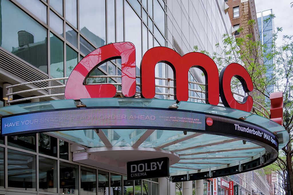 Marquee at the entrance to AMC movie theater in Midtown...