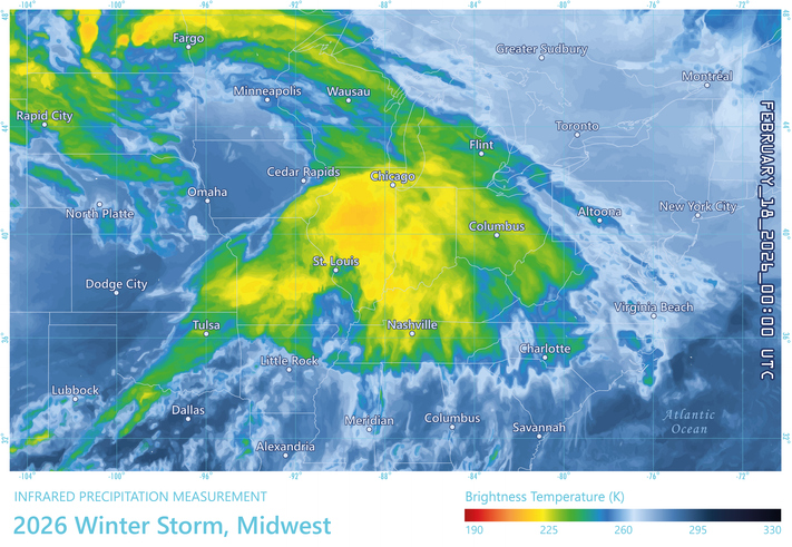 Winter Storm 20260218 00UTC Precipitation Map Midwest